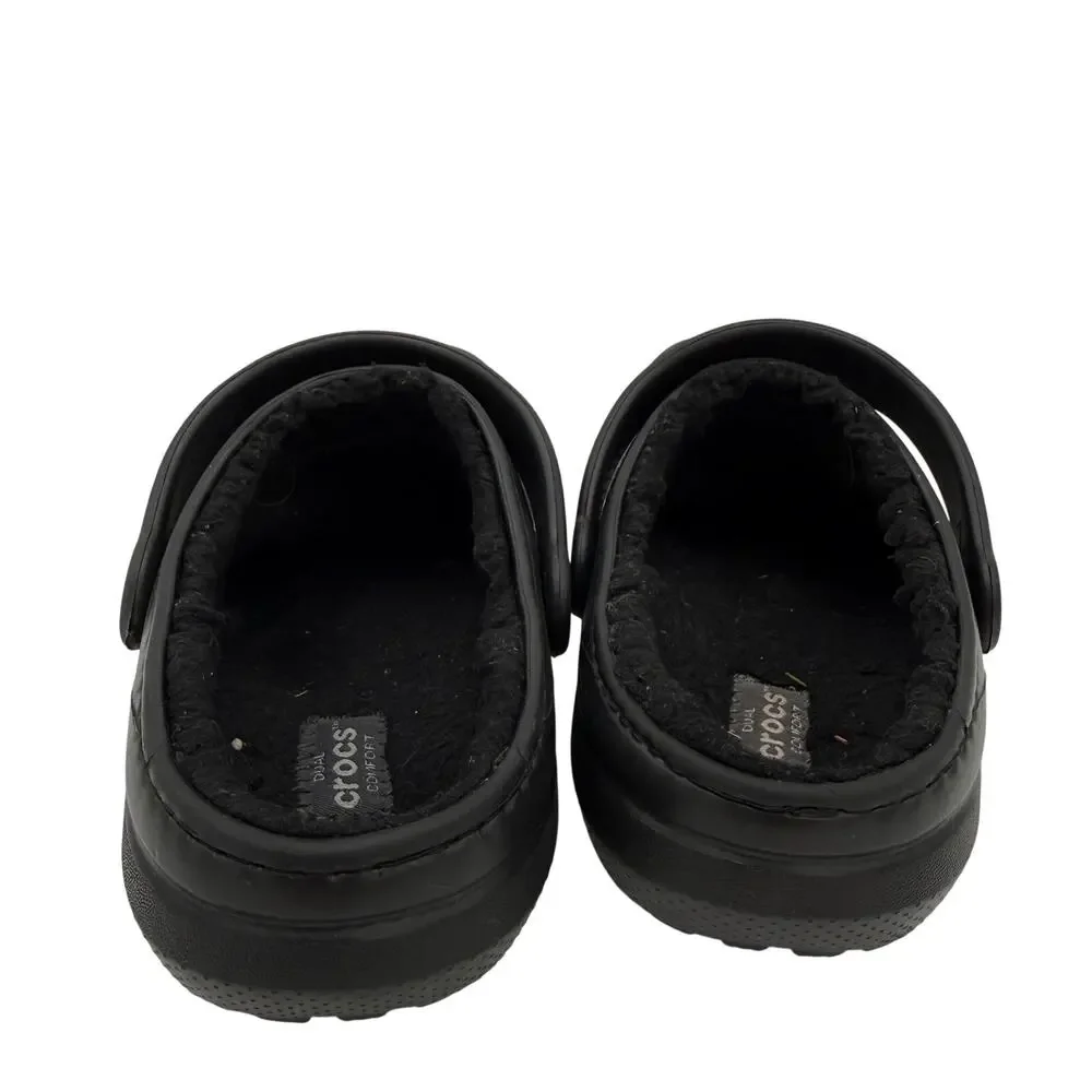 Crocs Kids Youth Black Classic Faux Fur Lined Clogs Shoes Size Junior 2